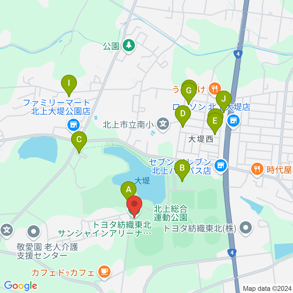 トヨタ紡織東北サンシャインアリーナ周辺の駐車場・コインパーキング一覧地図