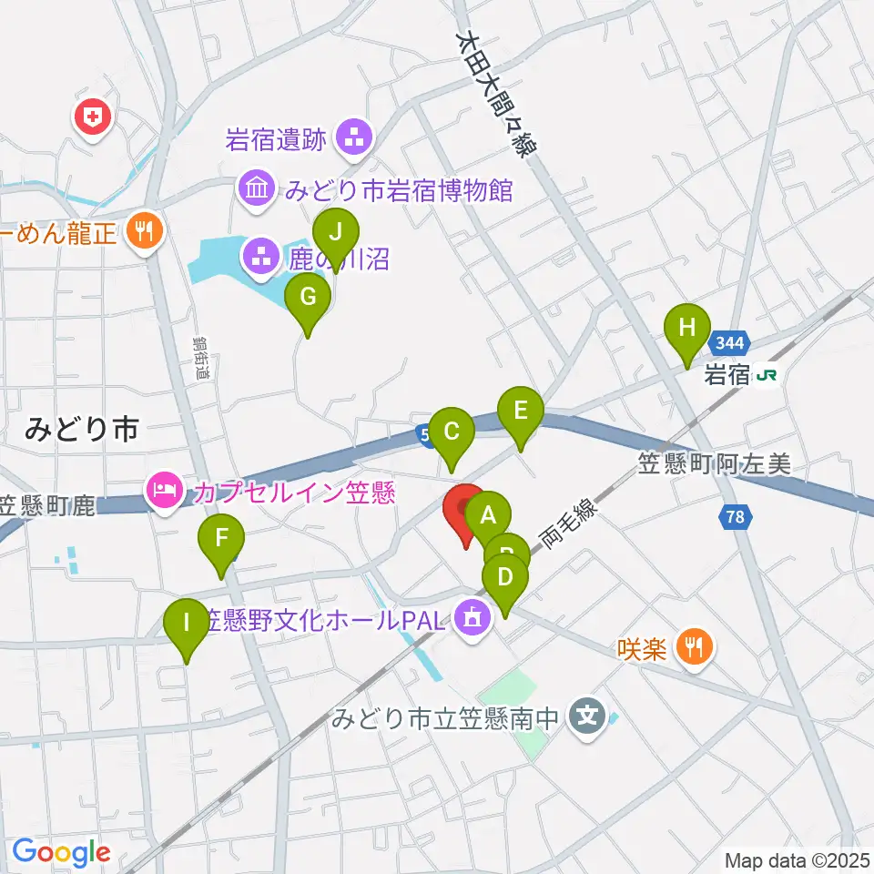 桐生大学グリーンアリーナ周辺の駐車場・コインパーキング一覧地図