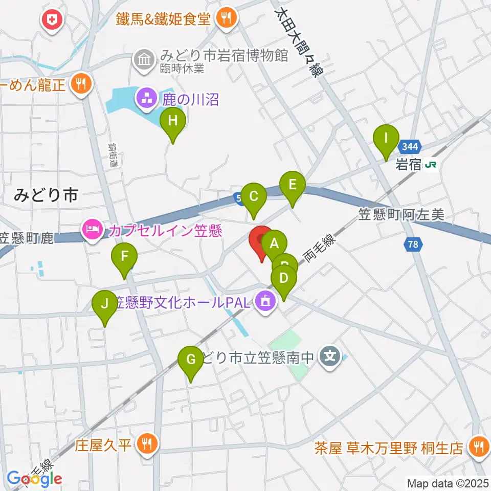 桐生大学グリーンアリーナ周辺の駐車場・コインパーキング一覧地図