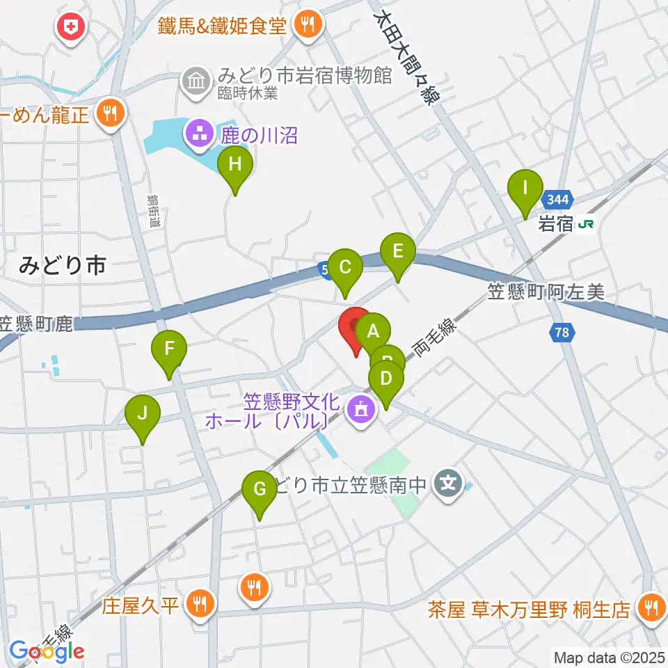 桐生大学グリーンアリーナ周辺の駐車場・コインパーキング一覧地図