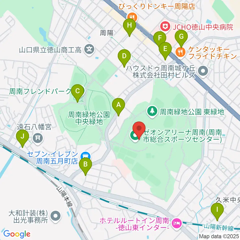 ゼオンアリーナ周南周辺の駐車場・コインパーキング一覧地図