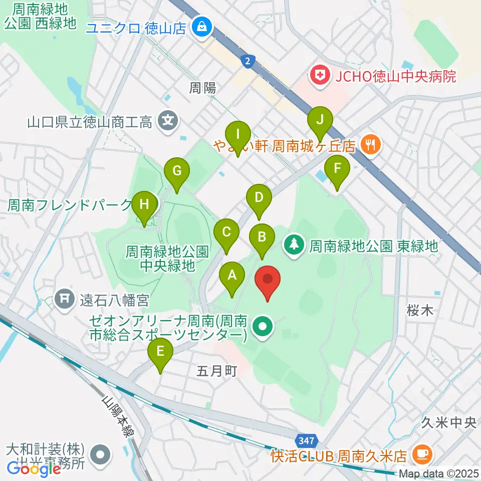 ゼオンアリーナ周南周辺の駐車場・コインパーキング一覧地図