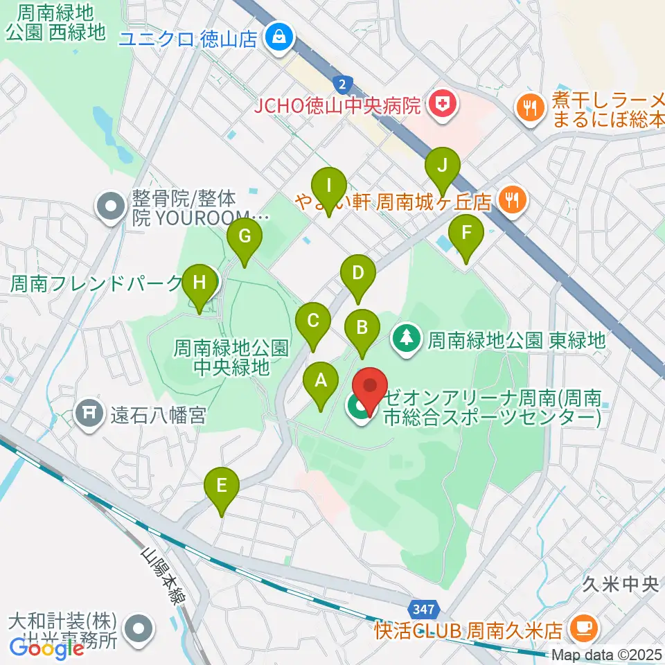 ゼオンアリーナ周南周辺の駐車場・コインパーキング一覧地図