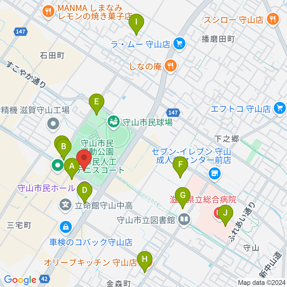 守山市民体育館周辺の駐車場・コインパーキング一覧地図