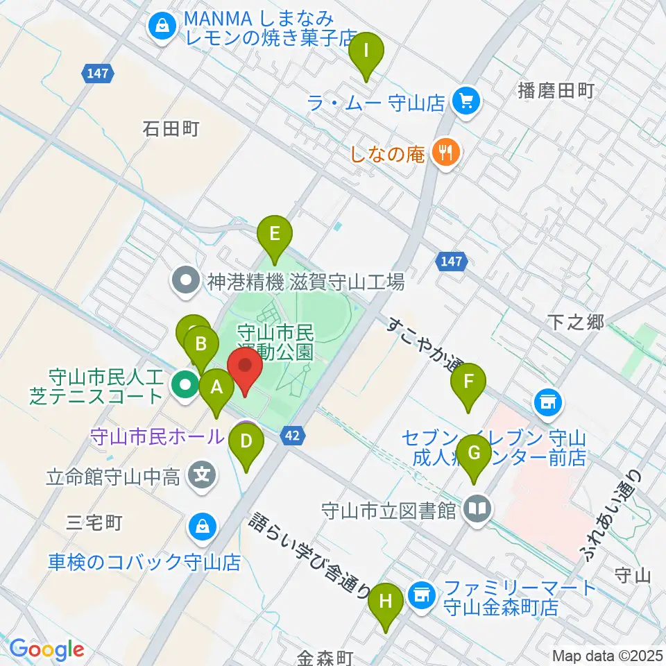 守山市民体育館周辺の駐車場・コインパーキング一覧地図