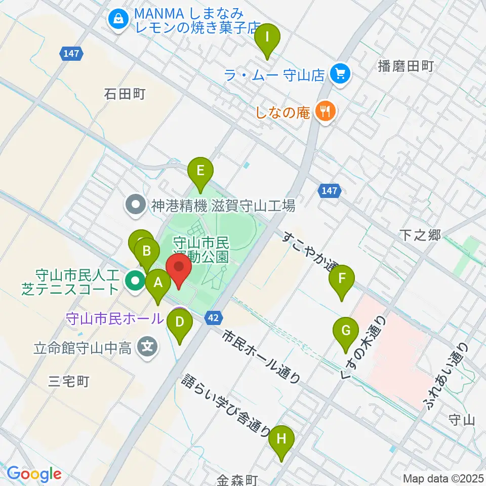 守山市民体育館周辺の駐車場・コインパーキング一覧地図