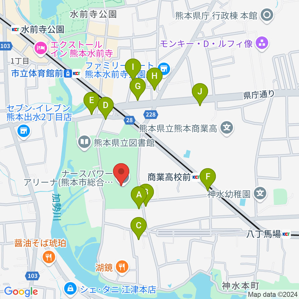 ナースパワーアリーナ周辺の駐車場・コインパーキング一覧地図