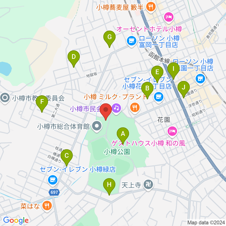 小樽市公会堂周辺の駐車場・コインパーキング一覧地図