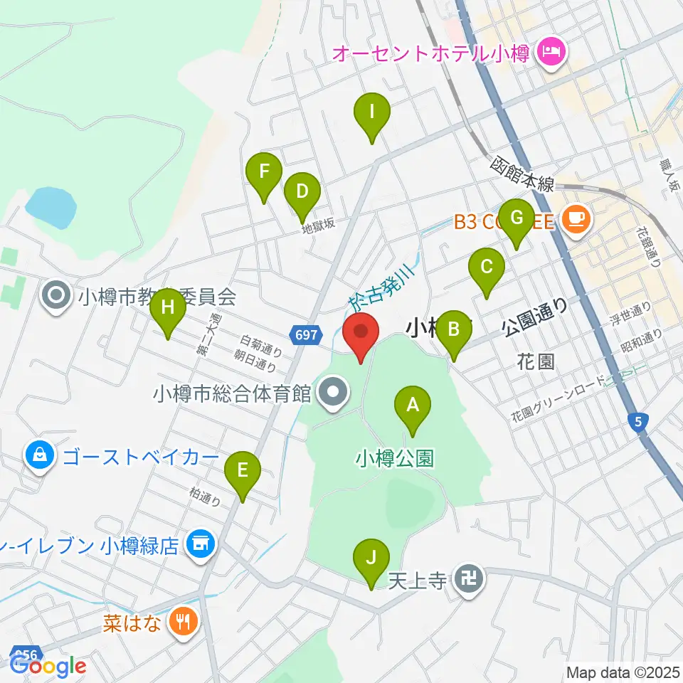 小樽市公会堂周辺の駐車場・コインパーキング一覧地図
