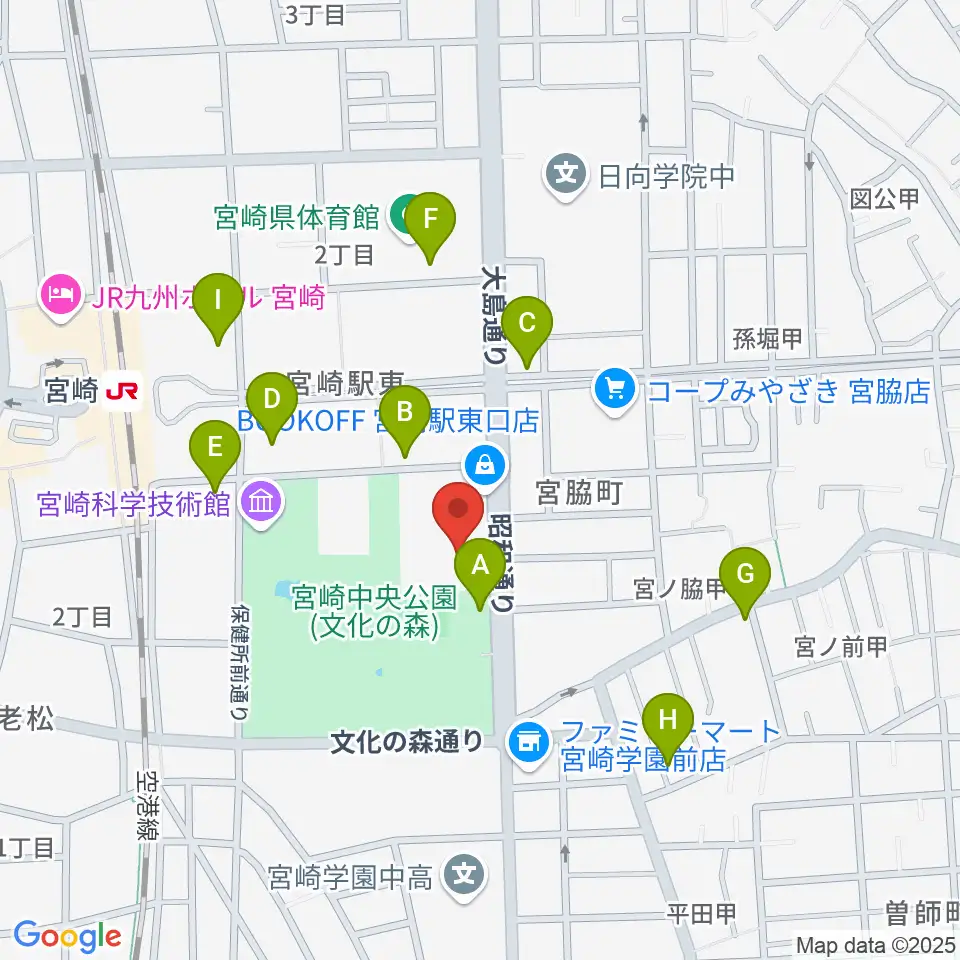 宮崎市立総合体育館周辺の駐車場・コインパーキング一覧地図