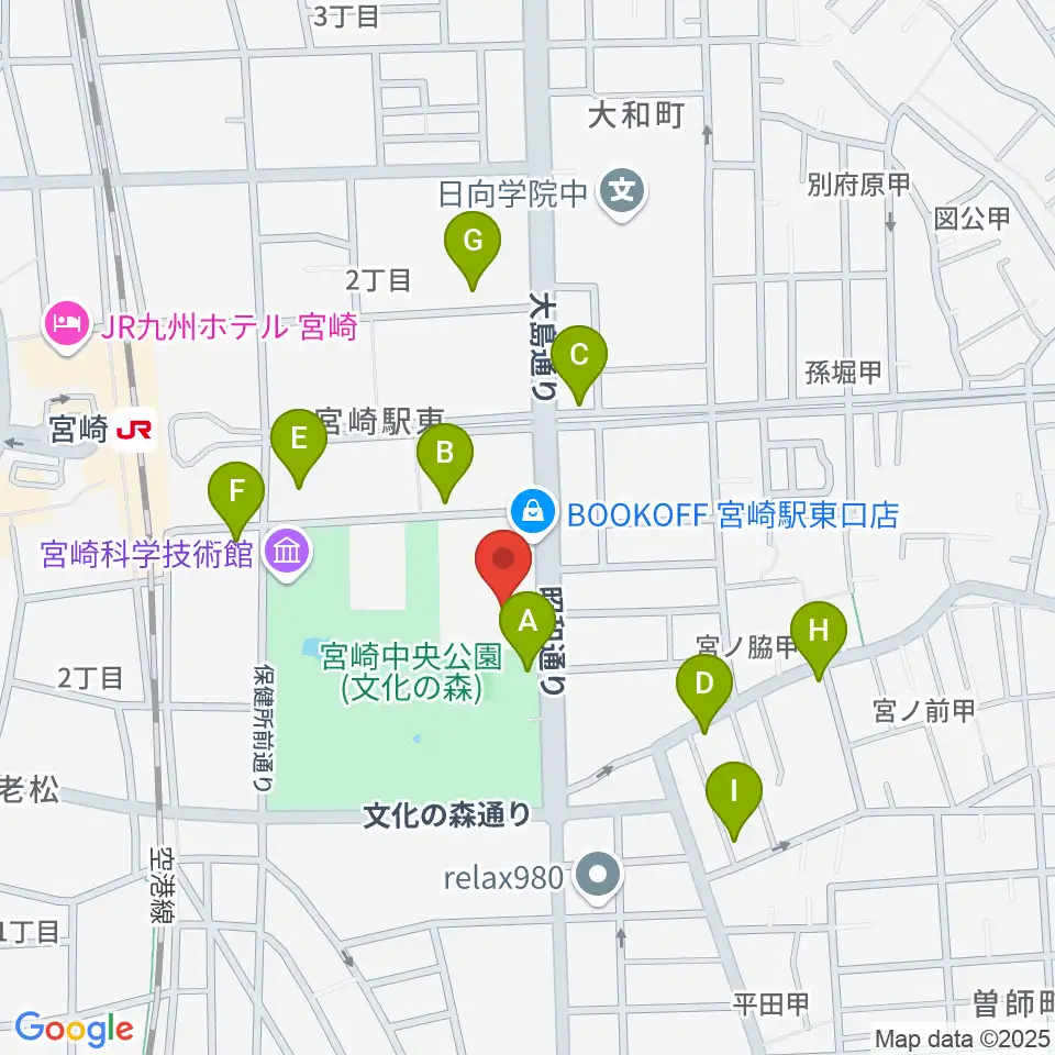 宮崎市立総合体育館周辺の駐車場・コインパーキング一覧地図