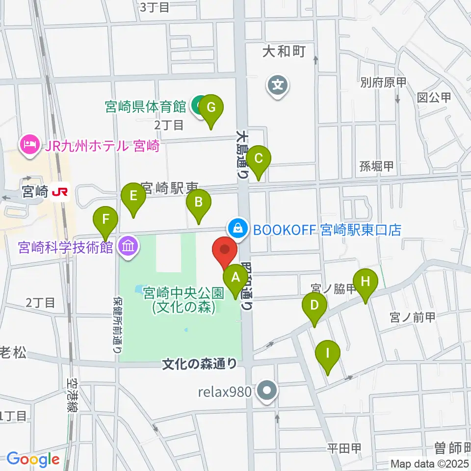 宮崎市立総合体育館周辺の駐車場・コインパーキング一覧地図