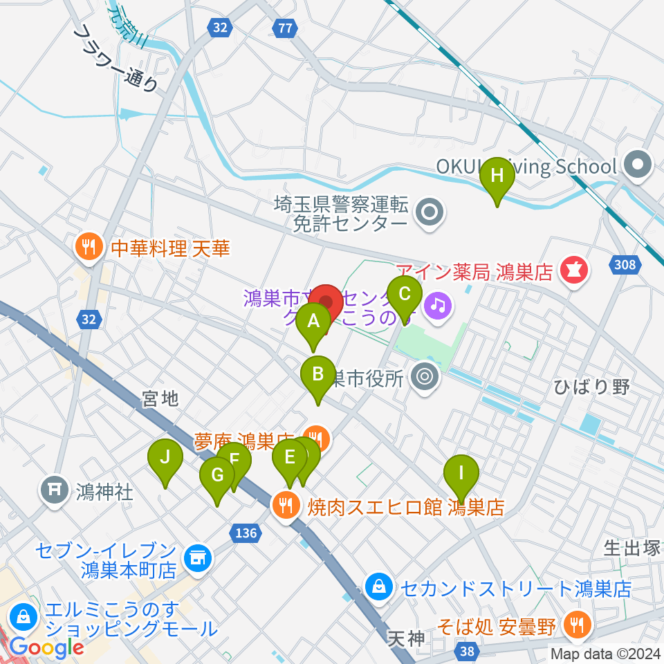 鴻巣市総合体育館周辺の駐車場・コインパーキング一覧地図