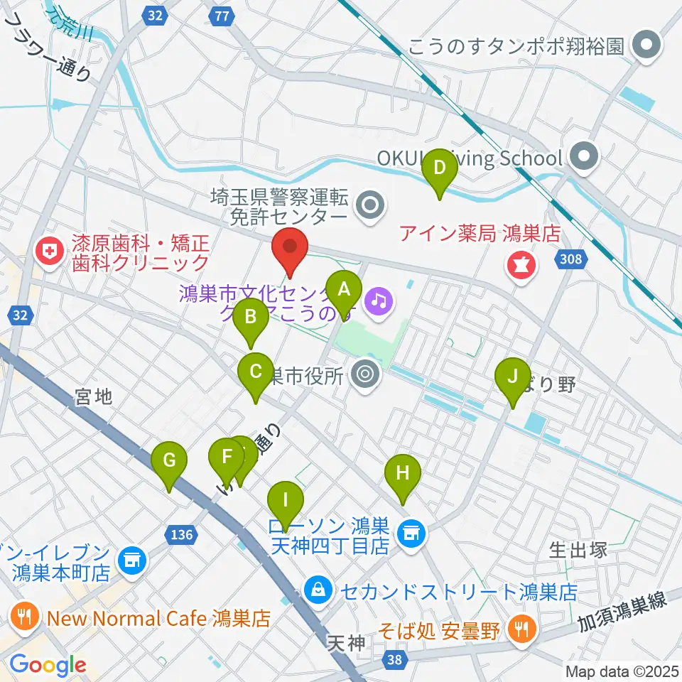 鴻巣市立陸上競技場周辺の駐車場・コインパーキング一覧地図