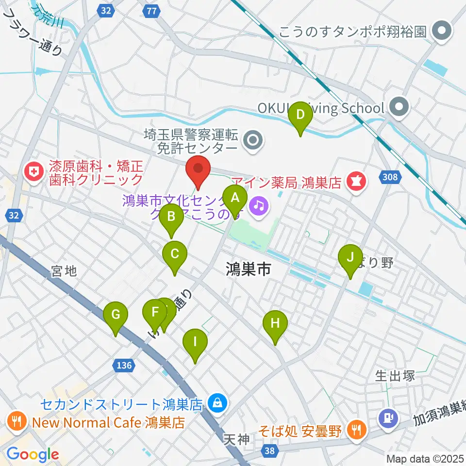 鴻巣市立陸上競技場周辺の駐車場・コインパーキング一覧地図