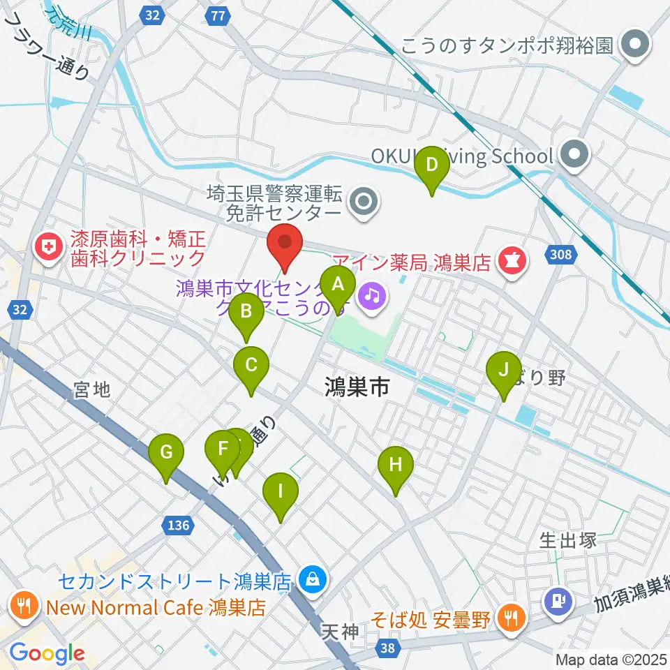鴻巣市立陸上競技場周辺の駐車場・コインパーキング一覧地図