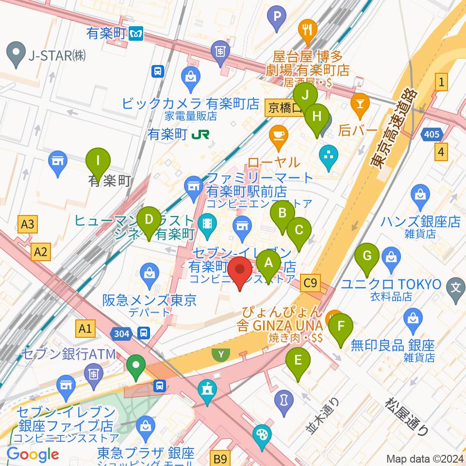 有楽町I'M A SHOW周辺の駐車場・コインパーキング一覧地図