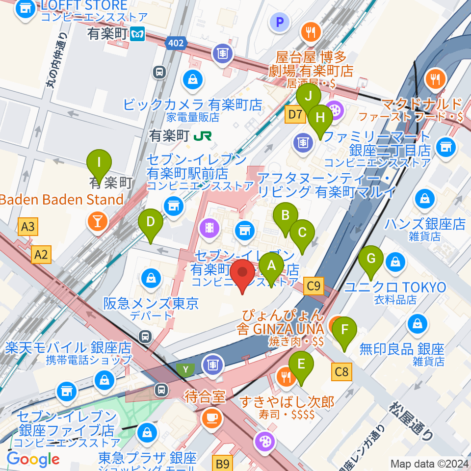 有楽町I'M A SHOW周辺の駐車場・コインパーキング一覧地図