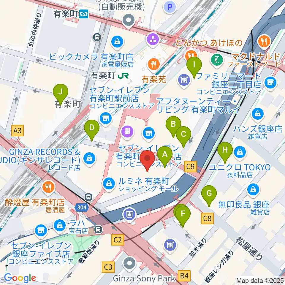 有楽町I'M A SHOW周辺の駐車場・コインパーキング一覧地図