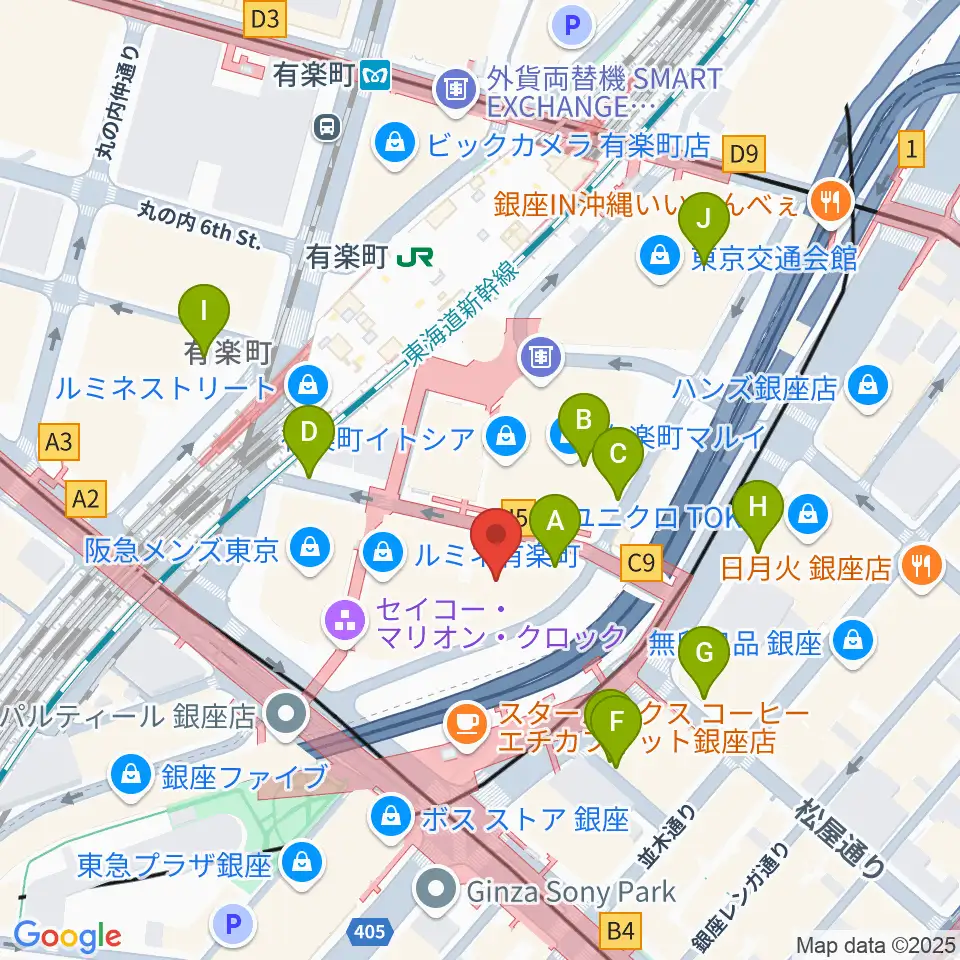 有楽町I'M A SHOW周辺の駐車場・コインパーキング一覧地図