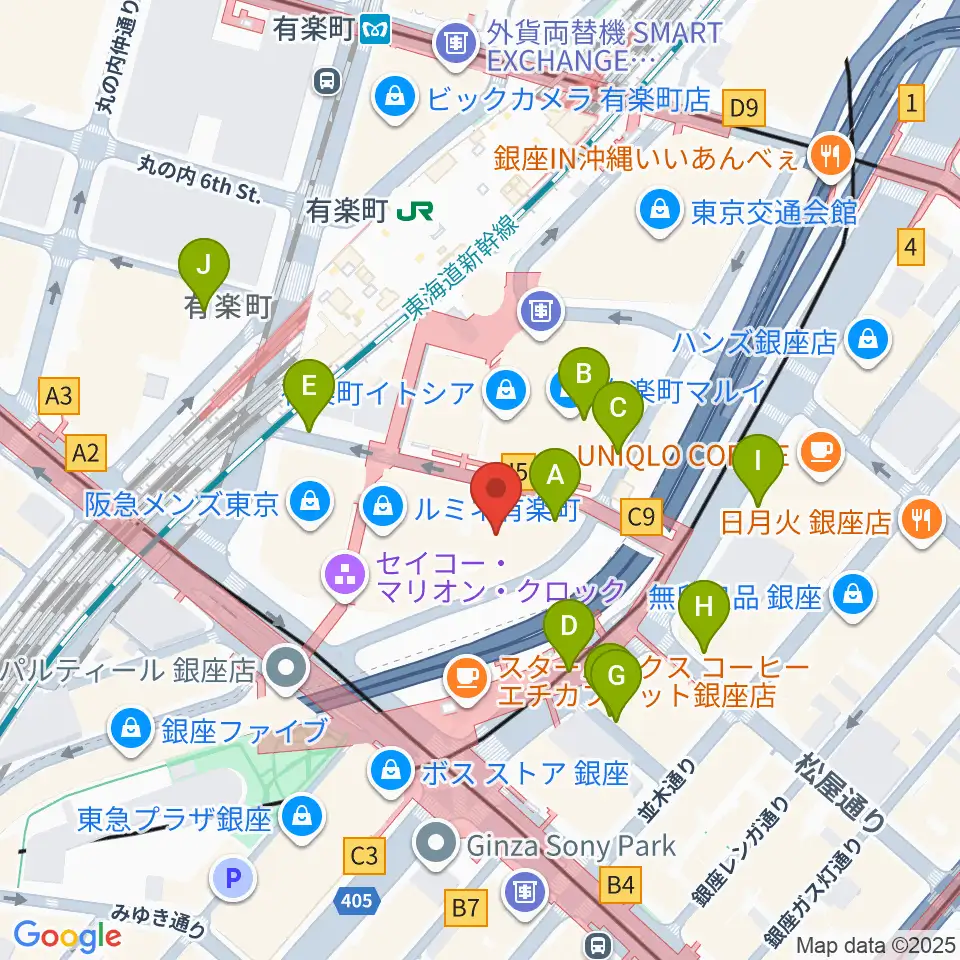 有楽町I'M A SHOW周辺の駐車場・コインパーキング一覧地図