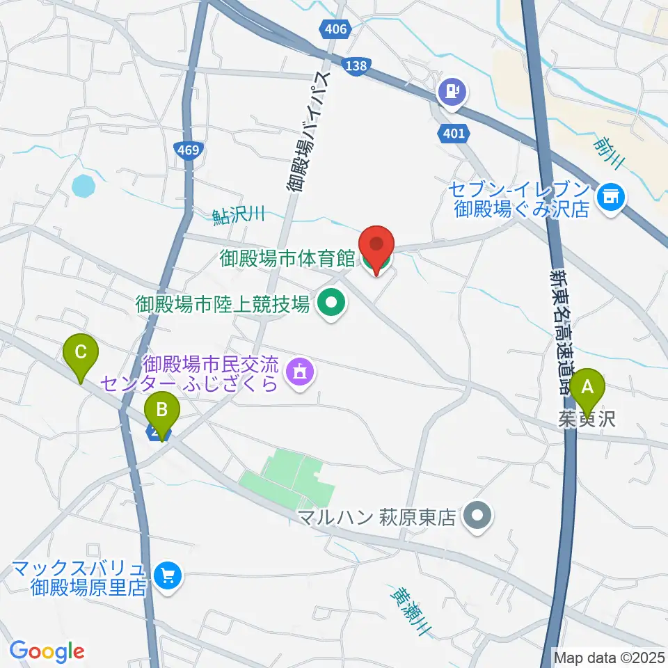 御殿場市体育館周辺の駐車場・コインパーキング一覧地図