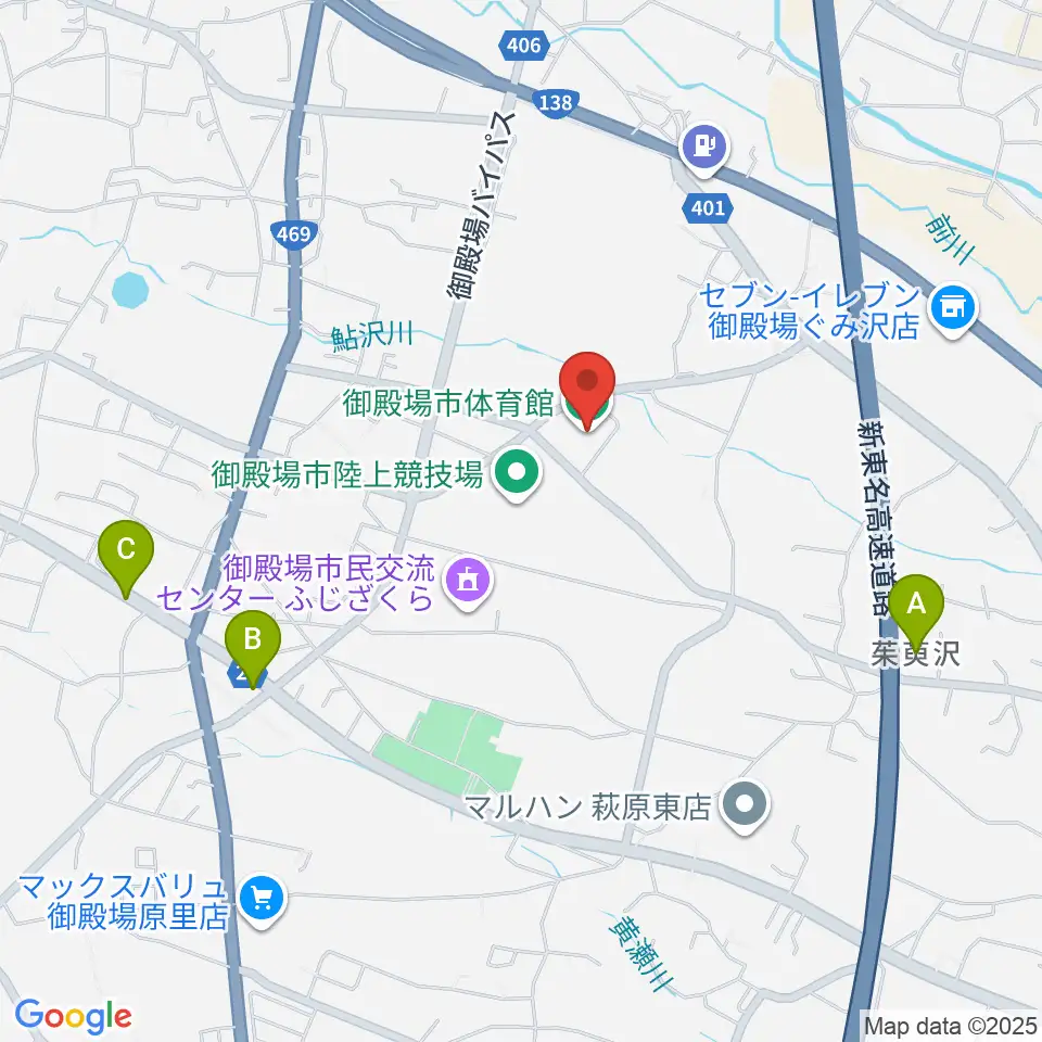 御殿場市体育館周辺の駐車場・コインパーキング一覧地図