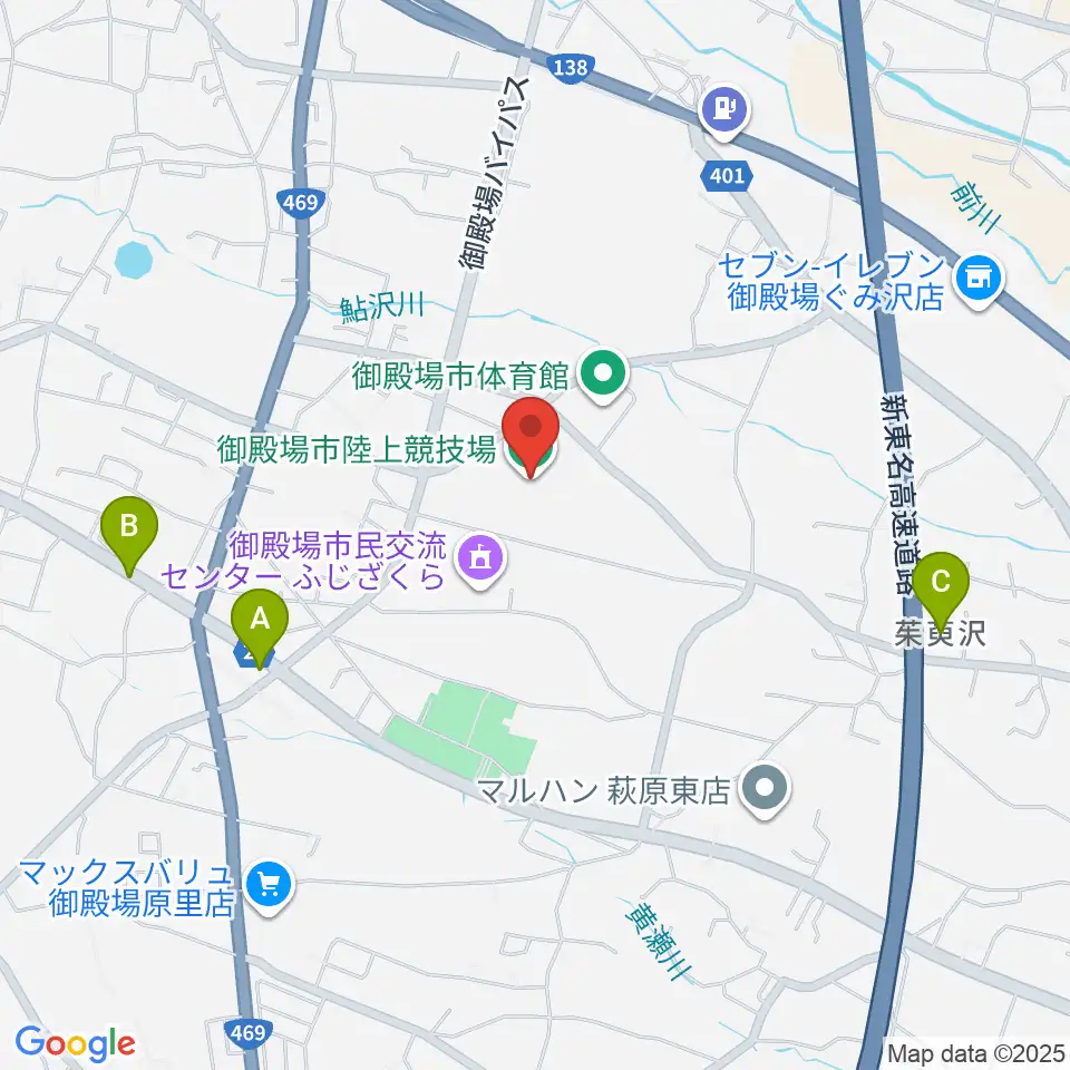 御殿場市陸上競技場周辺の駐車場・コインパーキング一覧地図