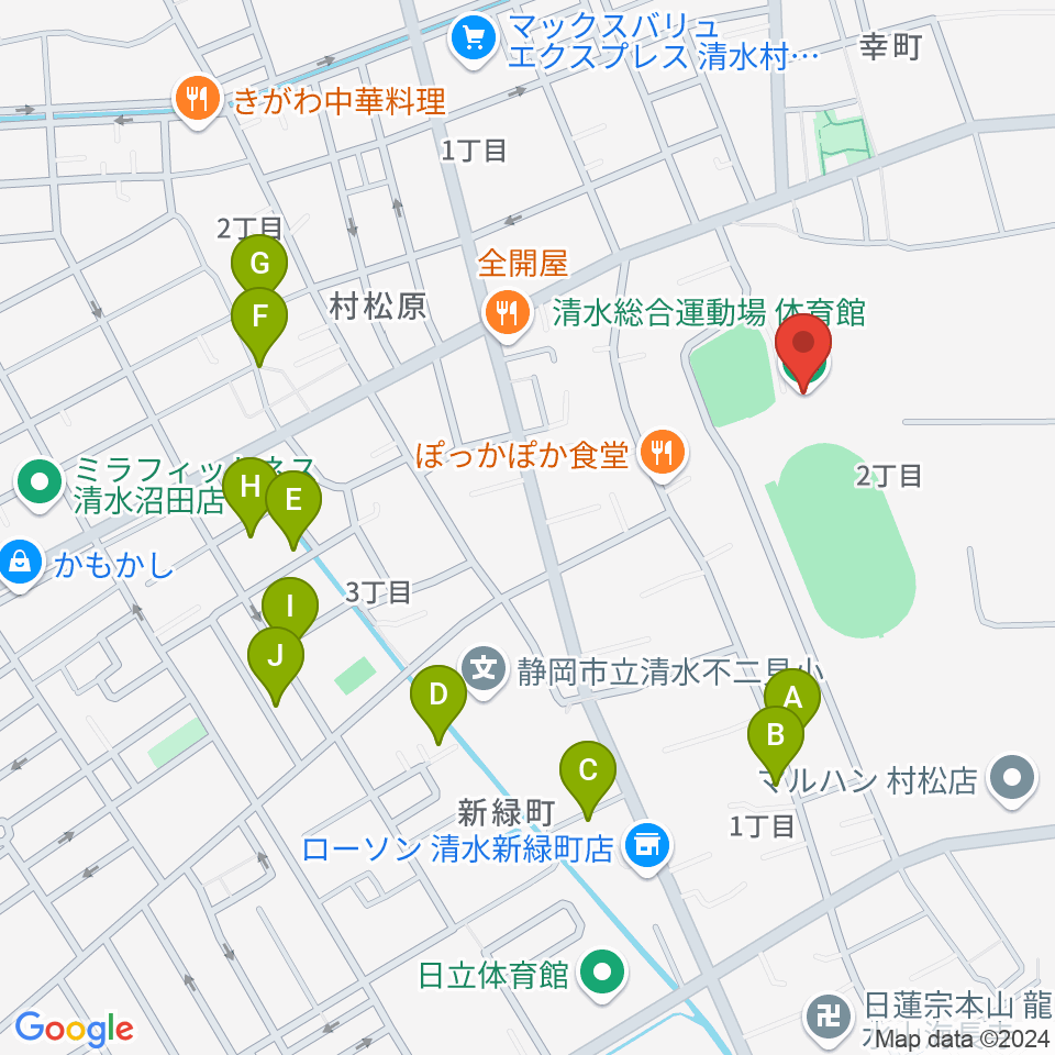 清水総合運動場体育館周辺の駐車場・コインパーキング一覧地図