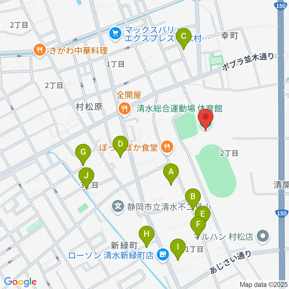清水総合運動場体育館周辺の駐車場・コインパーキング一覧地図