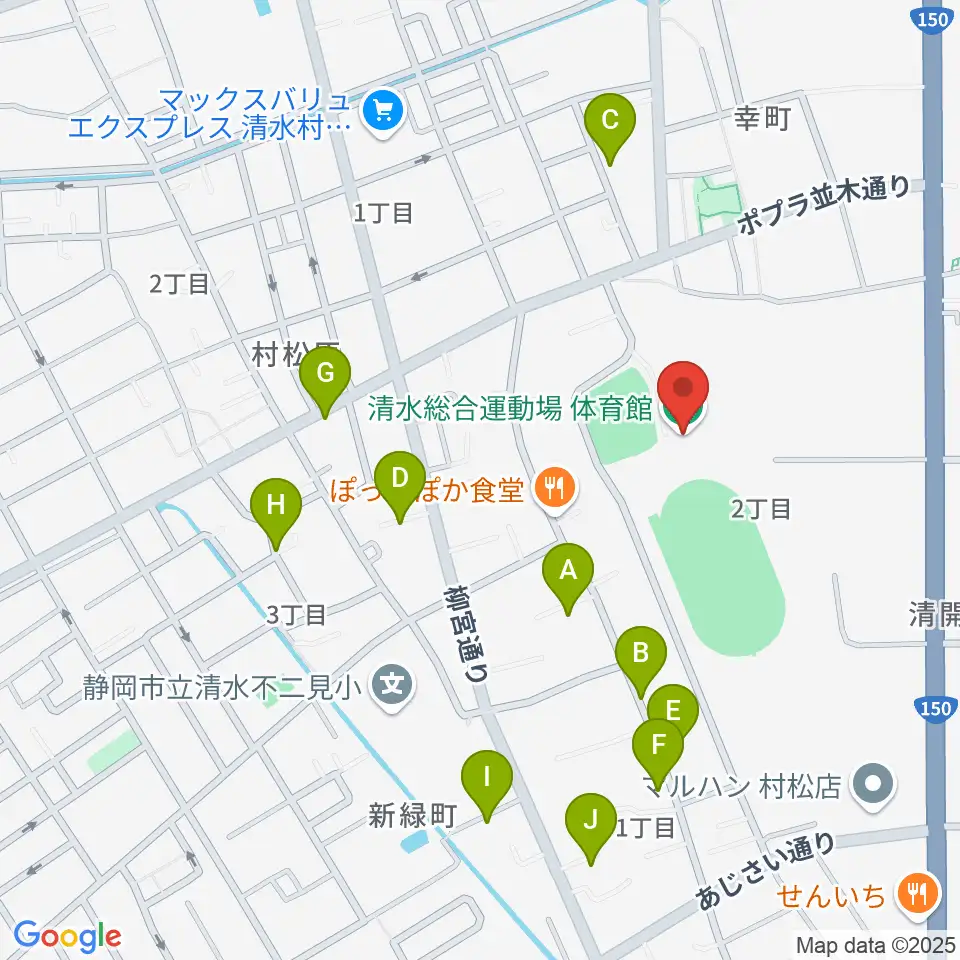 清水総合運動場体育館周辺の駐車場・コインパーキング一覧地図