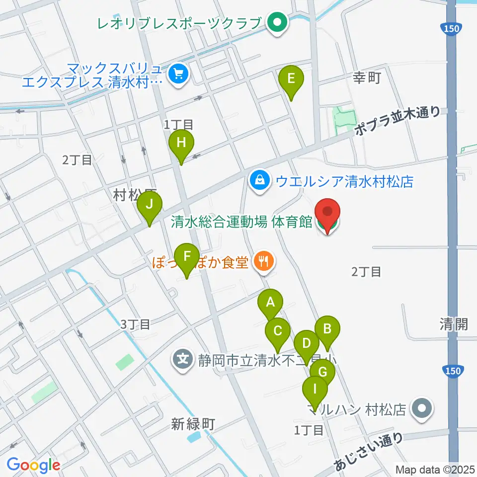 清水総合運動場体育館周辺の駐車場・コインパーキング一覧地図
