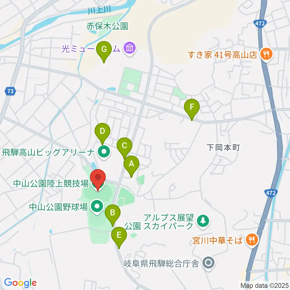中山公園陸上競技場周辺の駐車場・コインパーキング一覧地図