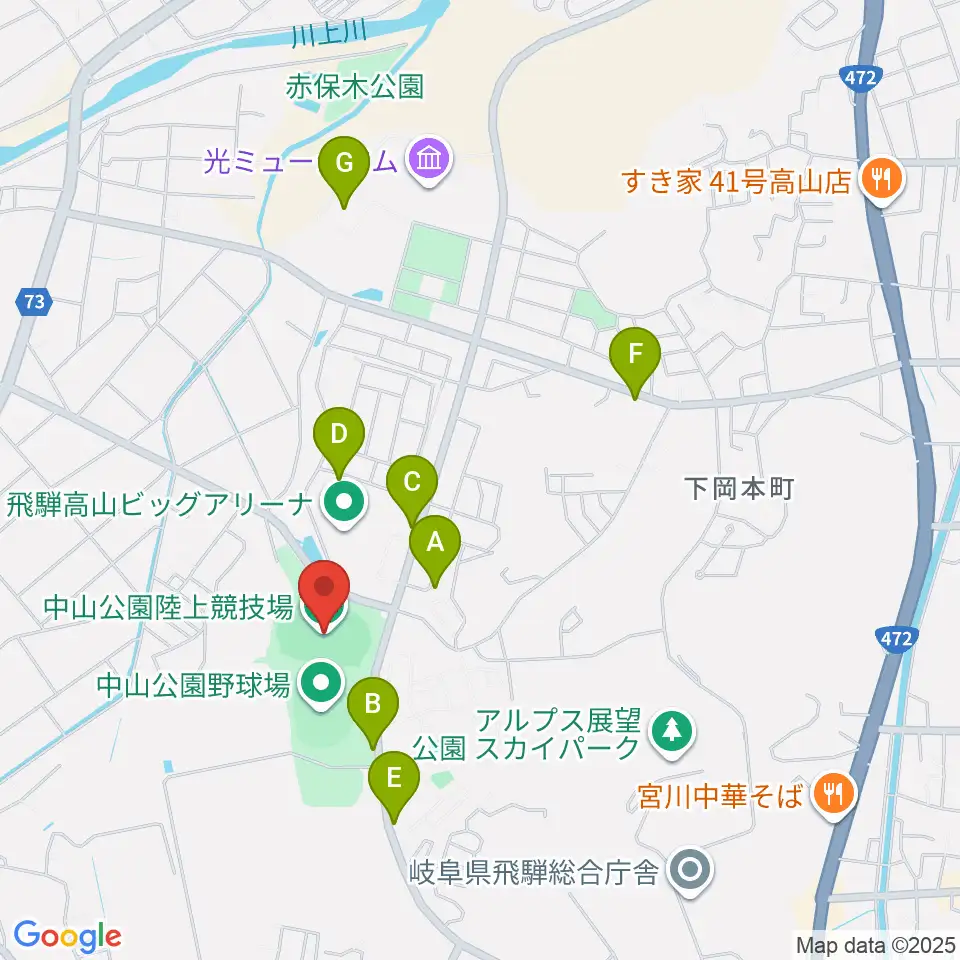 中山公園陸上競技場周辺の駐車場・コインパーキング一覧地図