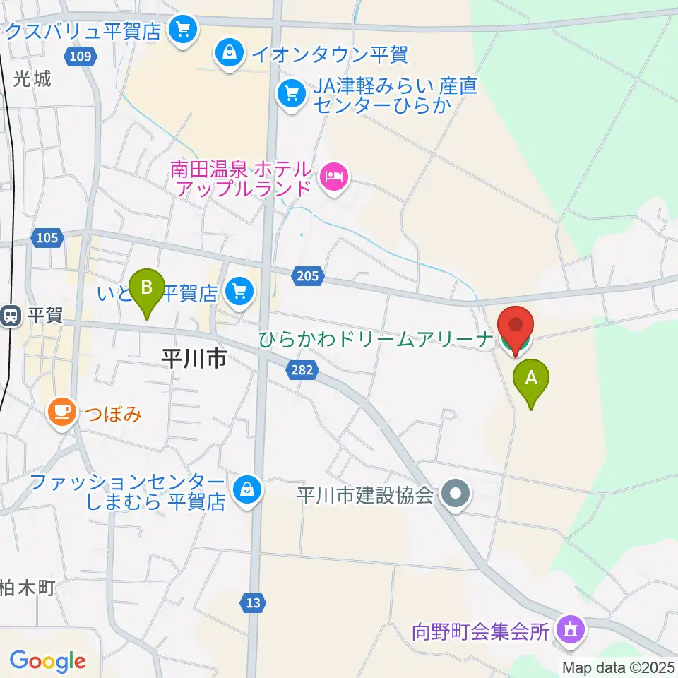 ひらかわドリームアリーナ周辺の駐車場・コインパーキング一覧地図