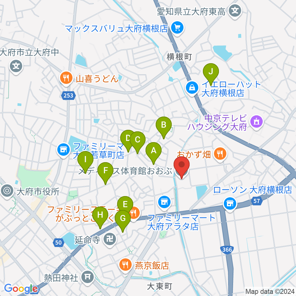 メディアス体育館おおぶ周辺の駐車場・コインパーキング一覧地図