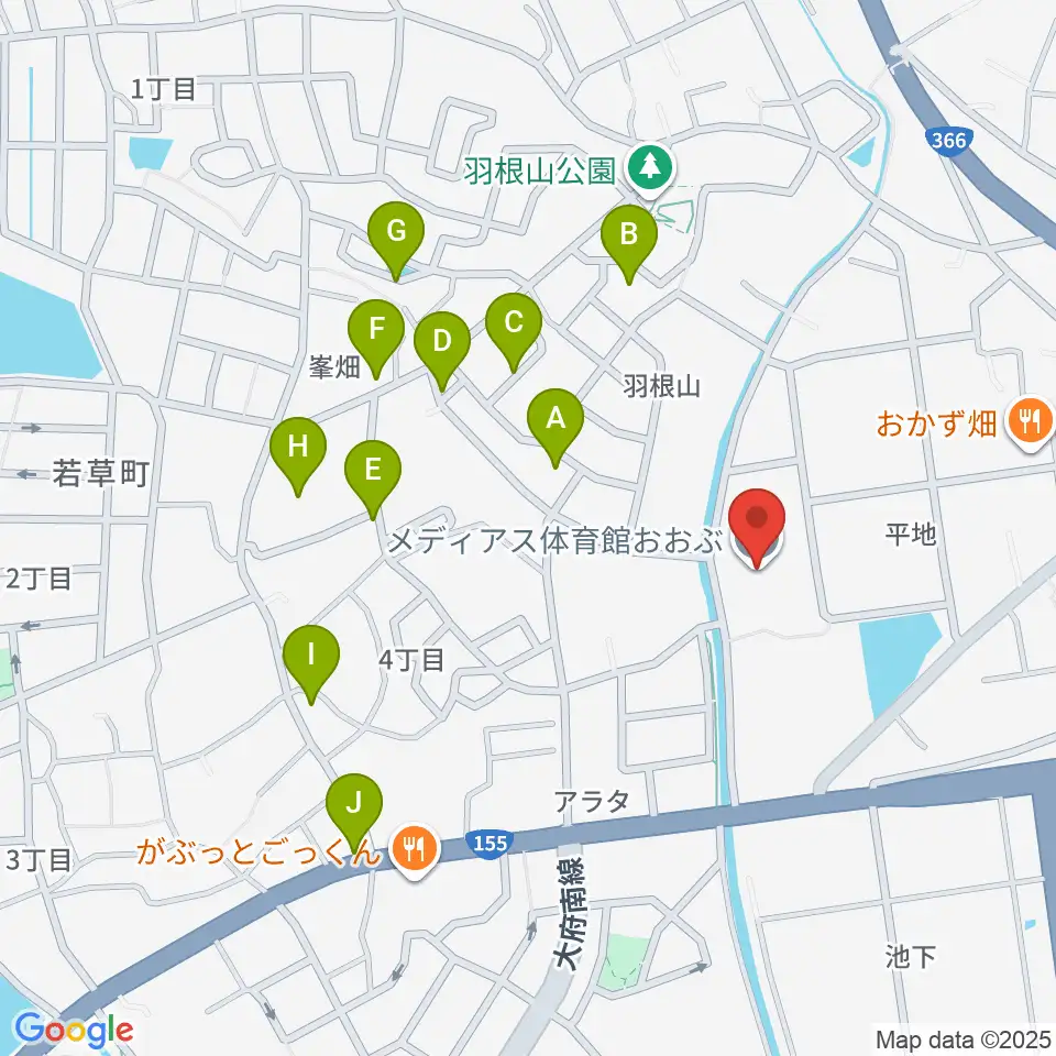 メディアス体育館おおぶ周辺の駐車場・コインパーキング一覧地図