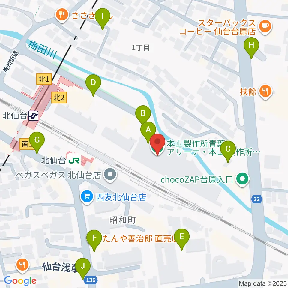 本山製作所青葉アリーナ・仙台市武道館周辺の駐車場・コインパーキング一覧地図
