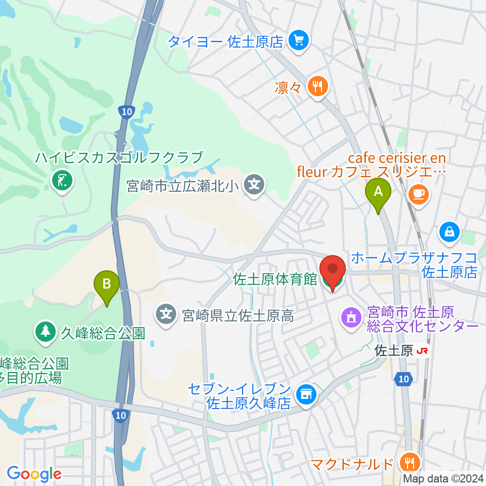 宮崎市佐土原体育館周辺の駐車場・コインパーキング一覧地図