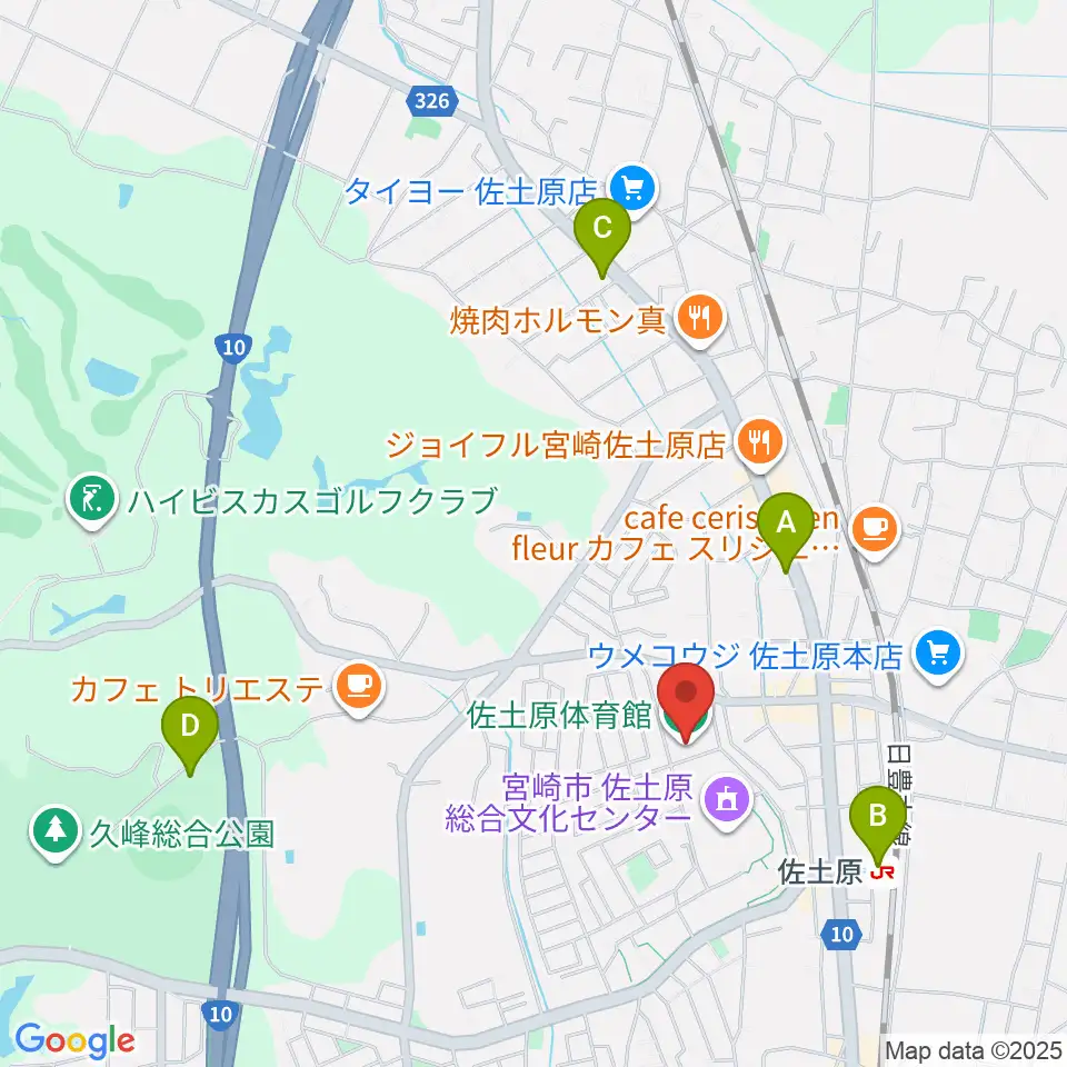 宮崎市佐土原体育館周辺の駐車場・コインパーキング一覧地図