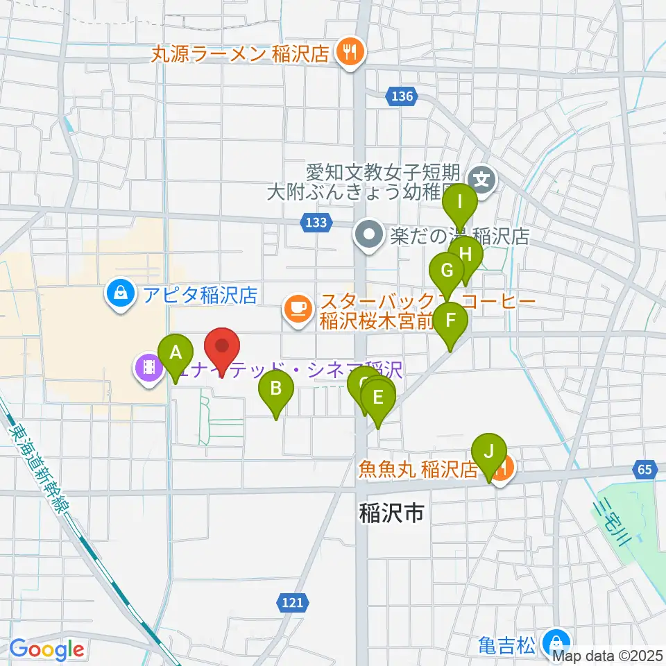 尾西信金いなざわアリーナ周辺の駐車場・コインパーキング一覧地図