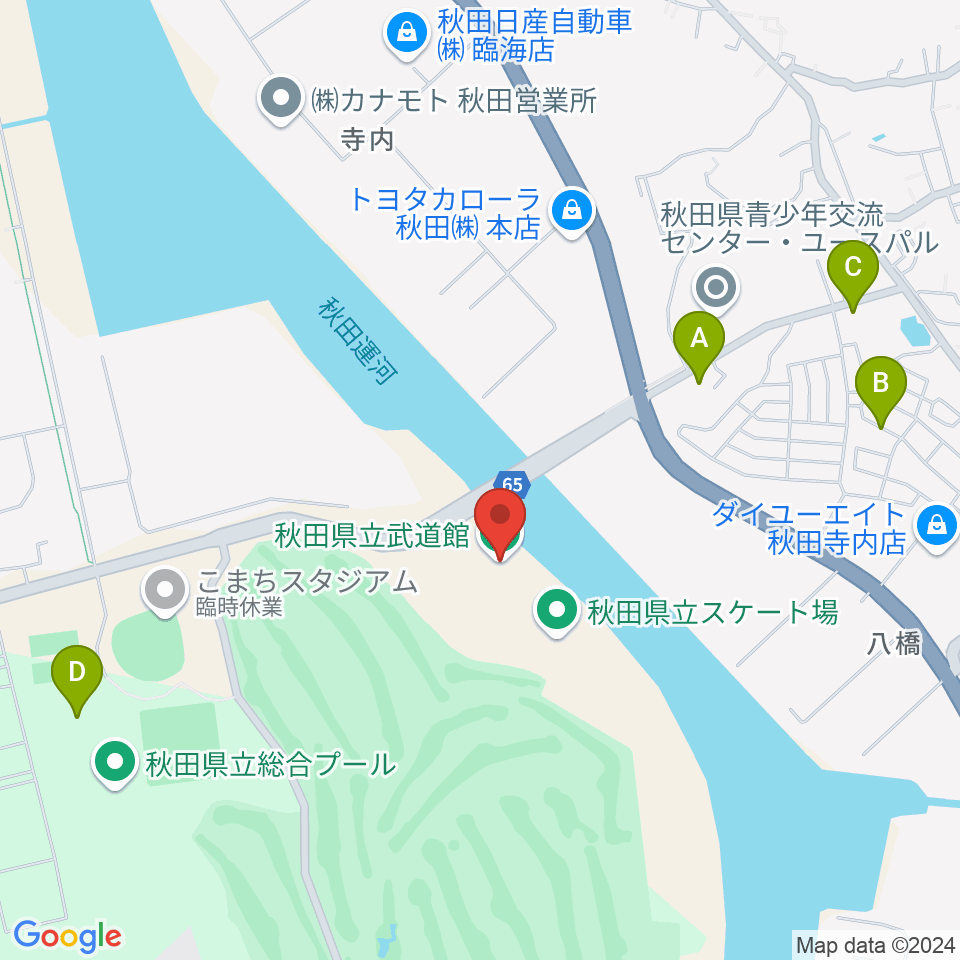 秋田県立武道館周辺の駐車場・コインパーキング一覧地図