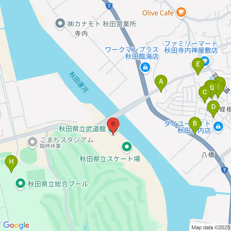 秋田県立武道館周辺の駐車場・コインパーキング一覧地図
