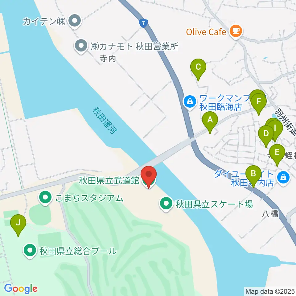 秋田県立武道館周辺の駐車場・コインパーキング一覧地図