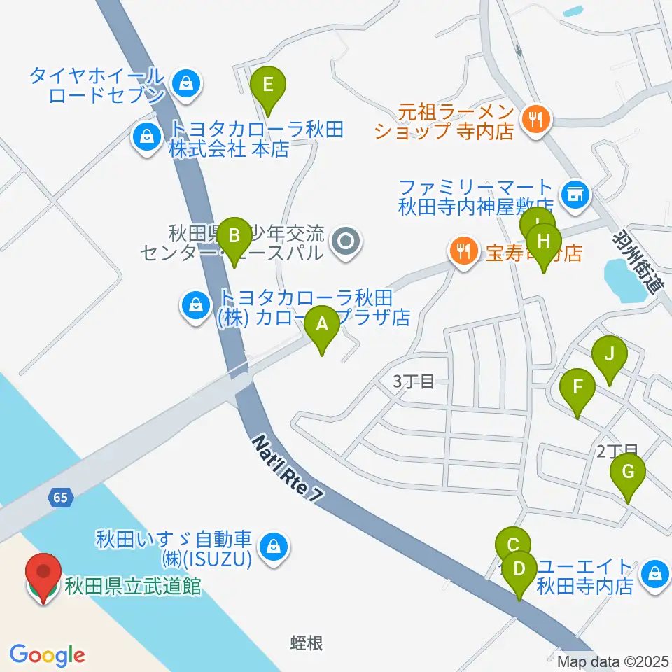 秋田県立武道館周辺の駐車場・コインパーキング一覧地図