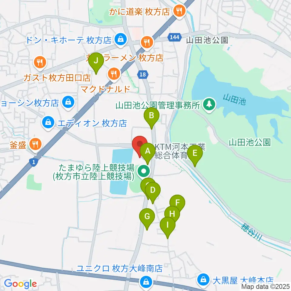 KTM河本工業総合体育館周辺の駐車場・コインパーキング一覧地図