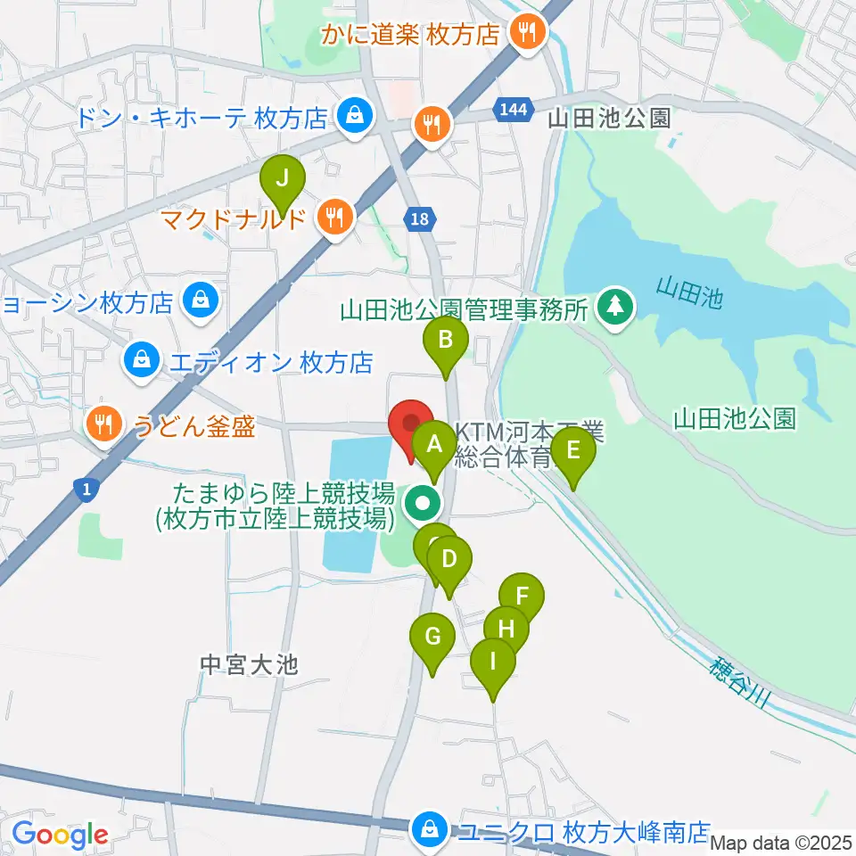 KTM河本工業総合体育館周辺の駐車場・コインパーキング一覧地図