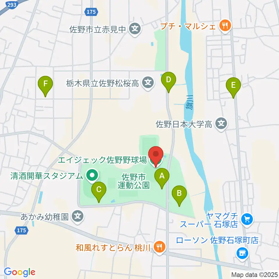 佐野エイジェック野球場周辺の駐車場・コインパーキング一覧地図