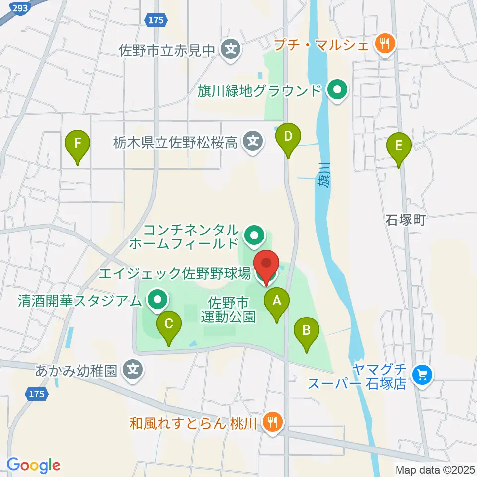 佐野エイジェック野球場周辺の駐車場・コインパーキング一覧地図