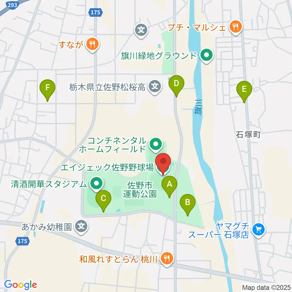佐野エイジェック野球場周辺の駐車場・コインパーキング一覧地図